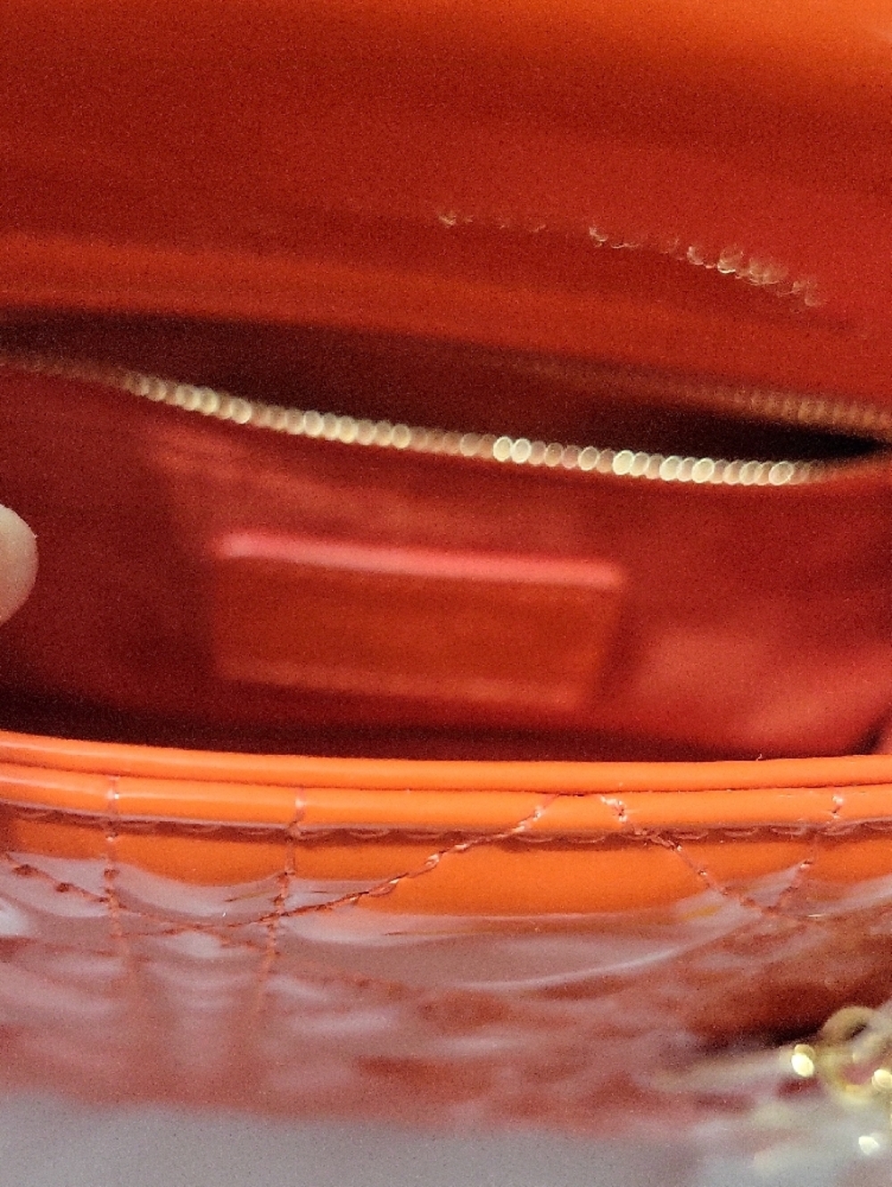 CHRISTAIN DOIR Orange Patent Lady Dior Mini Bag with Gold Hardware - Picture 8 of 16
